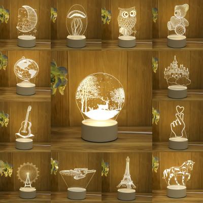 China Forest Fawn/Jellyfish Bear/Moon/Owl/Tenny Deep Bear/ea Pir Motion Saving Lamps Modern Led Table Lamp Small Projector Lights For Kids Acrylic Creative 3D Night Light for sale