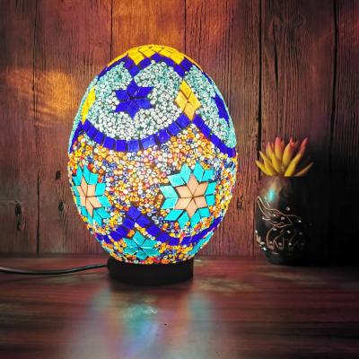 China European Turkish Handmade Mosaic Living Room Bedroom Restaurant Cafe Hotel Egg Shaped Bed - and - Breakfast Glazed Decorative Table Lamp for sale