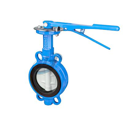 China Cast Iron Manual Soft Seal Wafer Type Butterfly Valve 6 Inch Handle Lever for sale