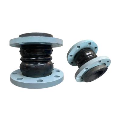 China Epoxy Coated Elastomeric Double Sphere Pipe Rubber Expansion Joint Carbon Steel Flange Connection for sale