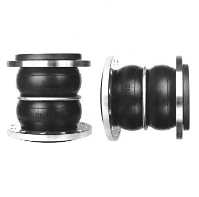 China Customized DN150 JIS Galvanized Carbon Steel EPDM Rubber Joint Double Ball Bellows Flange Rubber Joint for sale