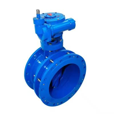 China Manual de OEM Doble Excéntrico Flanged Butterfly Valve EPDM asiento PN16 de acero fundido de turbina en venta