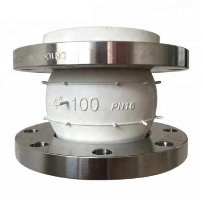 China DN100 DIN PN16 SS304 Food Grade Flange Connection Single Ball Rubber Expansion Joint for sale