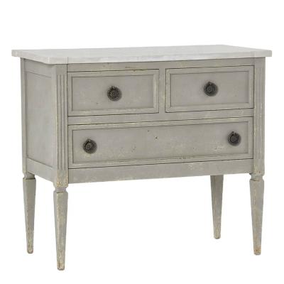 China Repro French Chest Of Drawers Wooden Design With White Marble Top for sale