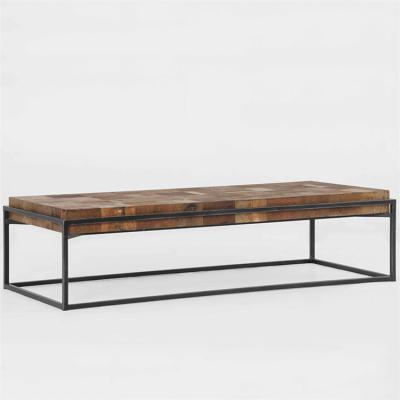 China Convertible Black Natural Wood Metal Center Living Room Furniture Antique Industrial Reclaimed Wood Table Designs Coffee Tables for sale