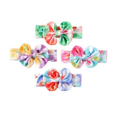 China Candy Ready To Ship Wholesale 30 Colors Baby Big Bow Turban Headwraps Cute Newborn Baby Headbands Top Knot Wide for sale