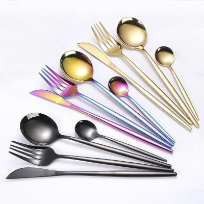 China Sustainable High Quality 4pcs Restaurant Cutlery Set Titanium Stainless Steel Cutlery for sale