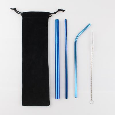 China Sustainable set of 4 stainless steel metal straws for tea and milk for sale