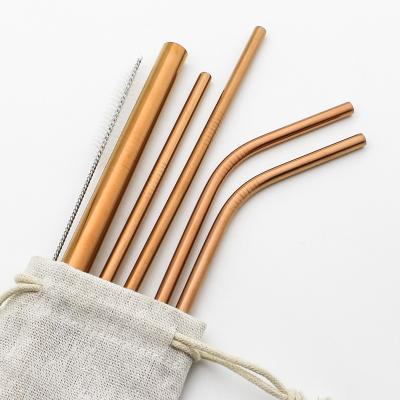 China 1 Piece Milk Tea Gold Stainless Steel Metal Sustainable Drinking Straw for sale