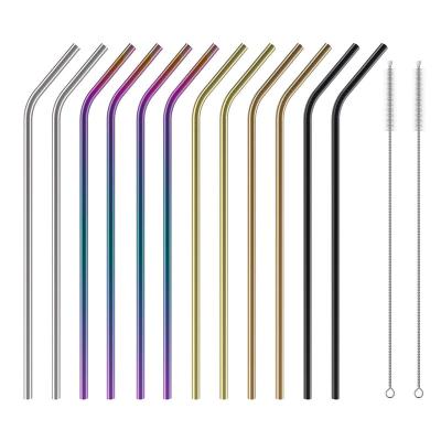 China Sustainable Wholesale Bar Accessories Colorful Custom Stainless Steel Metal Drinking Straw With Pouch for sale