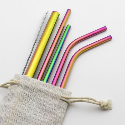 China Sustainable Durable Stainless Steel Metal Logo Customized Drinking Straw With Pouch for sale