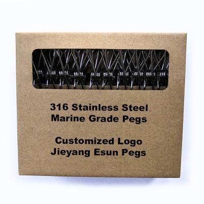 China Custom Wholesale Customization Grade 316 Stainless Steel Marine Clothing Pegs 304 Stainless Steel Clothespin Laundry Pegs In Box Customized Printing for sale