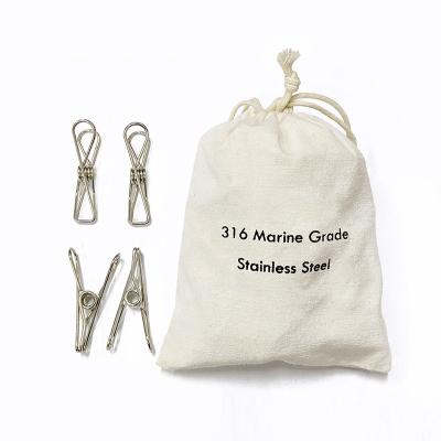 China Custom Wholesale Custom 316 Marine Fabric Pin Hanger Clips Stainless Steel Clothespins for sale