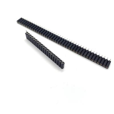 China PCB ROHS Compliant Pitch 2.54mm Double Row Straight L8.9 Single Row Machined Round Pin Female Headers for sale