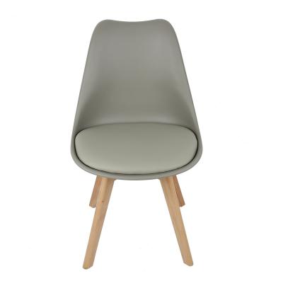 China Tulip Chair Comfortable Modern Restaurant Dining Chair Plastic Nordic Home Chair With Wooden Legs for sale