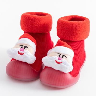 China 2021 Christmas Anti-skid Baby Shoe Bumps With Unique Toy Terry Thick Winter Anti Slip Bowknot Rubber Shoe Socks for sale