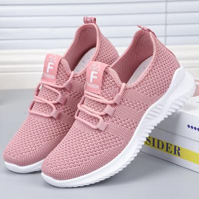 China Anti-Slippery In Stock Factory Mesh Sock Cheap Breathable Custom Shoes Women Walking Sports White Shoes Ladies Wedge Sneakers for sale