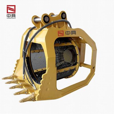 China ZHONGJU Excavator Sand Excavator Rotary Screen Bucket Stone 360 ​​Degree Rotating Screening Bucket for sale