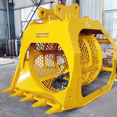 China Excavator Excavator Rotary Screen Bucket Soil And Rock Selection for sale