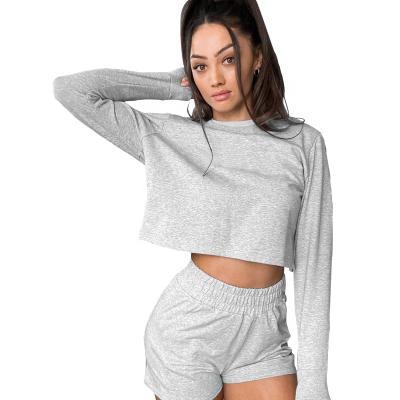 China 2020 Anti-Wrinkle Winter Autumn Casual Home Loose Pajamas Sets Solid Color Two Piece Shorts Sets Women 2020 for sale