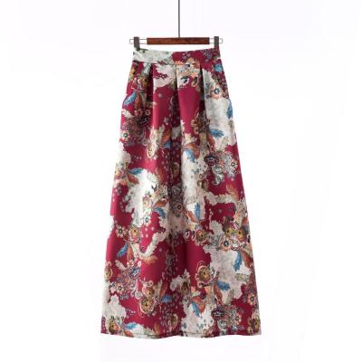 China European Hot Sale Floral Print Fashion Design Plus Size Plus Size Maxi Long Skirt for sale