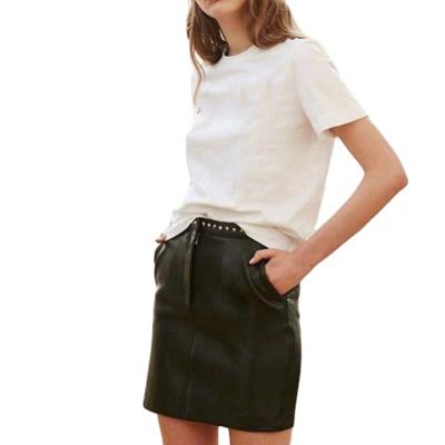 China Anti-Static Hot Sale Cool Black Fashion Saya Beading PU Short Mini Skirt for sale