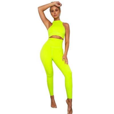 China 2021 Solid Color Breathable Seamless Knitted Custom Ladies Sports Yoga Pants Set For Ladies for sale