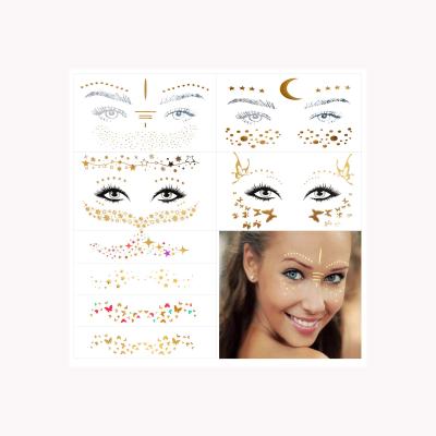 China 10 Sheets Face Sticker Temporary Tattoos, Freckle Sticker and Face Metallic Temporary Tattoo for Women for sale