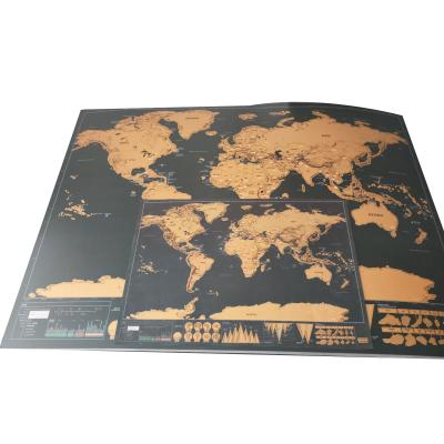 China Eco 2021 Good Quality Art Paper Luxury Customized Scratch Off Map Traveling World Scratching Off Globe World Map With Gold Foil for sale