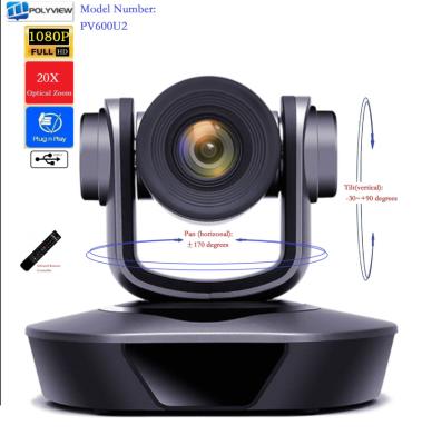 China Video Call Meeting Broadcast Live Conferencing Streaming HD 1080P Video Conference Camera, 20X Optical, USB Output, PTZ Factory Price (PV600U2) for sale