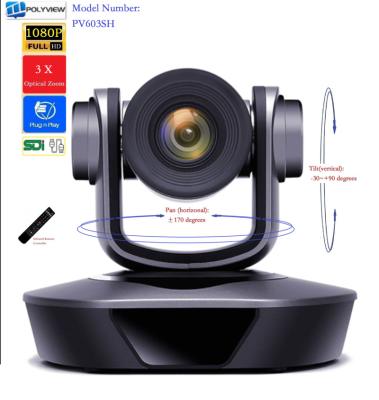 China 2.1 Mega Pixel (16:9) Video Conference PTZ Camera, Full HD 1080P, 3X Optical Zoom with SDI, -HDMI Interface, Telecom (Polyview: PV603SH) for sale