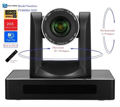 China 2.1 Mega Pixel (16:9) NDI Video Conferencing PTZ Camera, 20X Optical Zoom with SDI, DVI, IP Video Output, Full HD 1080P (PV800SD-NDI) for sale