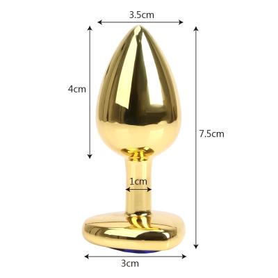 China Gold Heart Shaped Metal Plug Anal Sex Toys Stainless Steel Smooth Crystal Jewelry Heart Butt Plug for sale