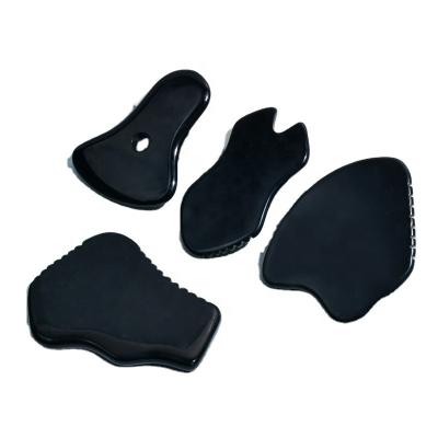 China Natural Stone Body BlackBian Board Massage Tool For Face Nose Guasha Spike Black Stone Massage for sale