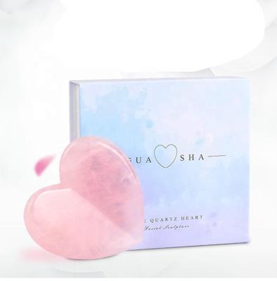 China Popular heart-shaped body rose quartz jade gua sha massage rose guasha tool with gift box for gift for sale