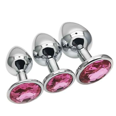 China Medium Beads Crystal Jewelry Round Butt Plug Anal Sex Toys Stainless Steel Anal Plug For Gay Couples Anal Plug Middle for sale