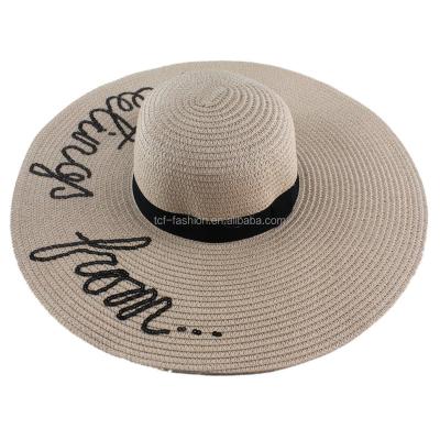 China Image Women's Summer Straw Hat Wide Brim Sun Beach Hat for sale