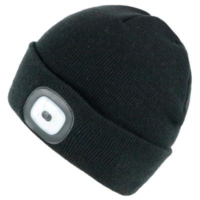 China Best Winter Popular Acrylic Yarn Knitted Beanie COMMON Wholesale Hat With USB Rechargeable LED Light for sale