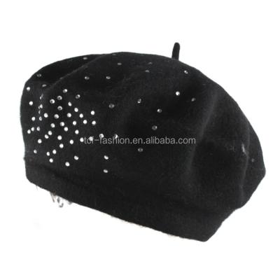 China Picture Women Woolen Fashion Rhinestone Beret for sale