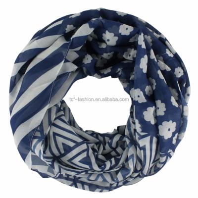 China 100% Scarf, Ladies' Polyester Voile Loop Print/Snood Custom Infinity Scarf 70* 90(2)cm for sale