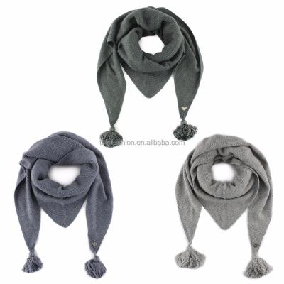 China Long Ladie Cashmere Mixed Yarn Fashional Solid Color Tased Knitted Scarf for sale