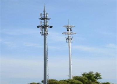 China 60m silberner Radioantennenmast Q235B/maximale 250 Kilometer/H Stahlgeschwindigkeit Q345B zu verkaufen