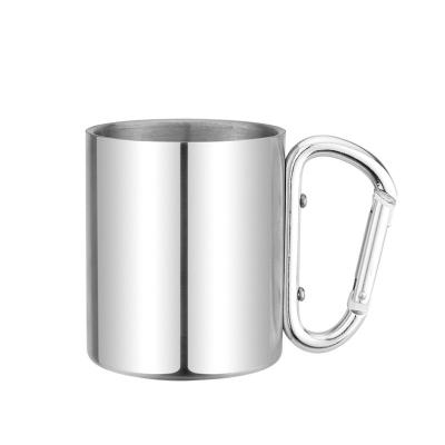 Chine 220ml - tasse de café d'acier inoxydable de mur du double 400ml avec la poignée de Carabiner à vendre