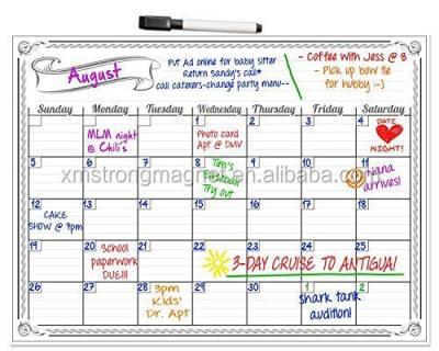 China Form Magnet Monthly Refrigerator Dry Erase Calendar Planners Fridge Whiteboard for sale