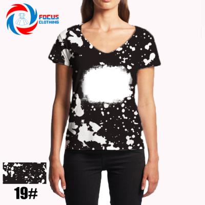 China 2022 Wholesale Anti-Wrinkle Women's Shirt V-Neck Sublimation Shirt Customized Logo Fake Bleached Shirts for sale