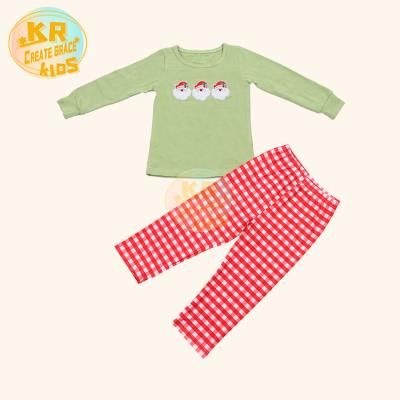 China Autumn Cute Baby Long Sleeve Plaid Pattern Long Pants Christmas Casual Clothes For Kids for sale