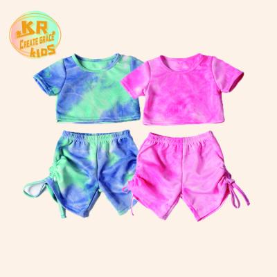 China 2022 hot sale summer children's casual clothing costume girl tie-dye jogger set for sale