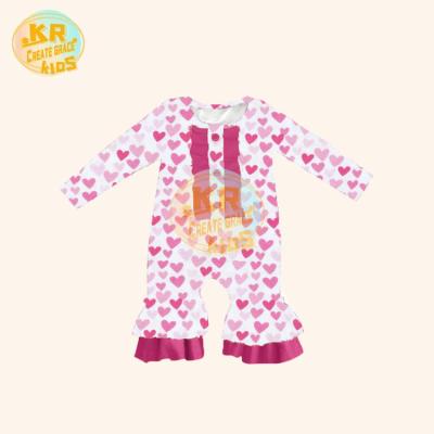 China Wholesale Casual Girls Dressing Sets Valentine's Day Pajamas Print Cloth Overalls Baby One-Piece Clothing for sale