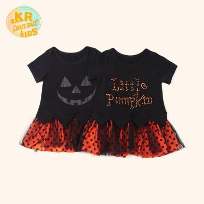 China 2021 Breathable Latest Halloween Designed Baby Mesh Fabric Cotton T-shirt For Kids Girls for sale