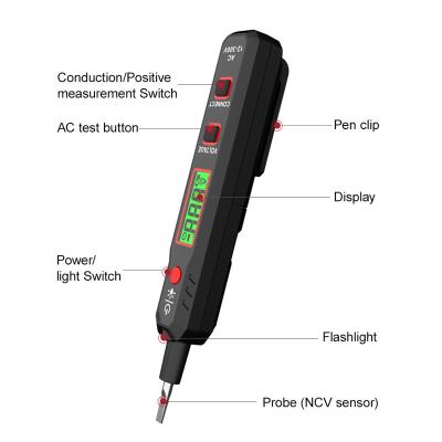 China Detetor de tensão HABOTEST HT89 AC 300V Tester de indução sensível caneta Luz de fundo AC Tester de tensão som Luz alarme LCD Display à venda